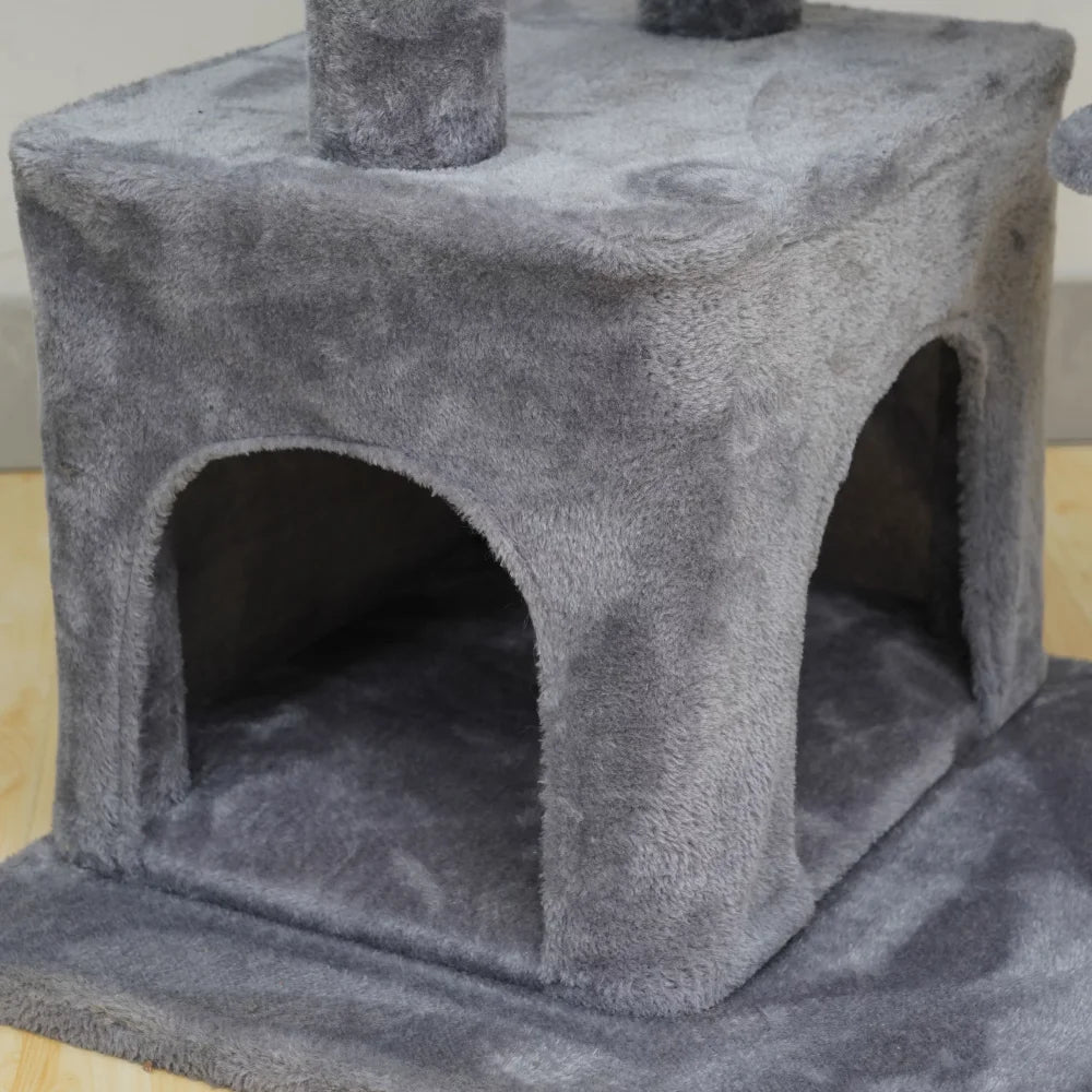 Catry 4-Level Grey Cat Tree, Modern Grey Cat Tree: Stylish addition to home décor for feline friends.