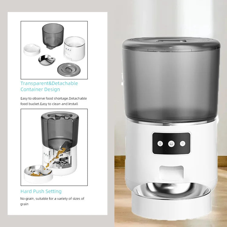 Tuya Smart WiFi 4L Pet Feeder, Pet food monitor with easy-to-clean design and adjustable settings for various pet sizes.