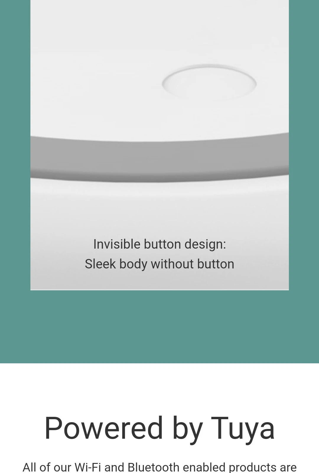 Smart design with invisible button for seamless Wi-Fi/Bluetooth control.