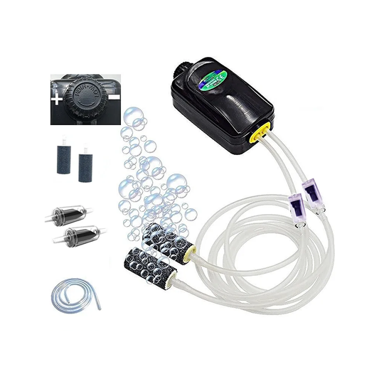 Aquarium Air Pump Fish Tank - Mini Compressor Single Double Outlet with Check Valve Tube Aquatic Accessories 220V 3W 5W