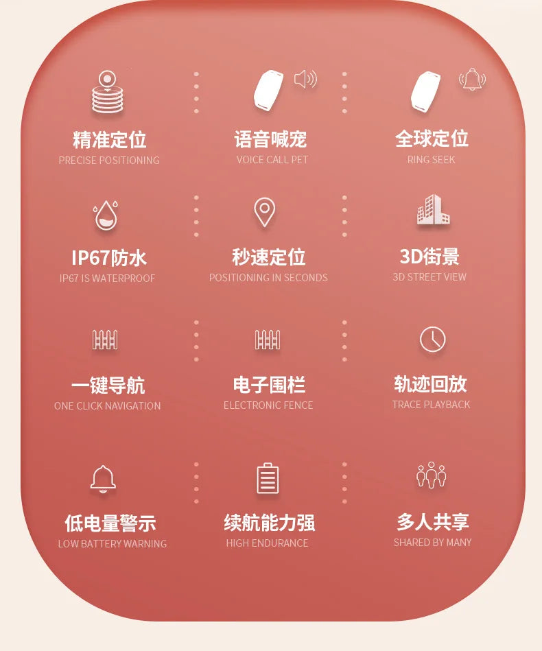 Waterproof GPS collar tracks pets in real-time with 3D street view and voice calling.