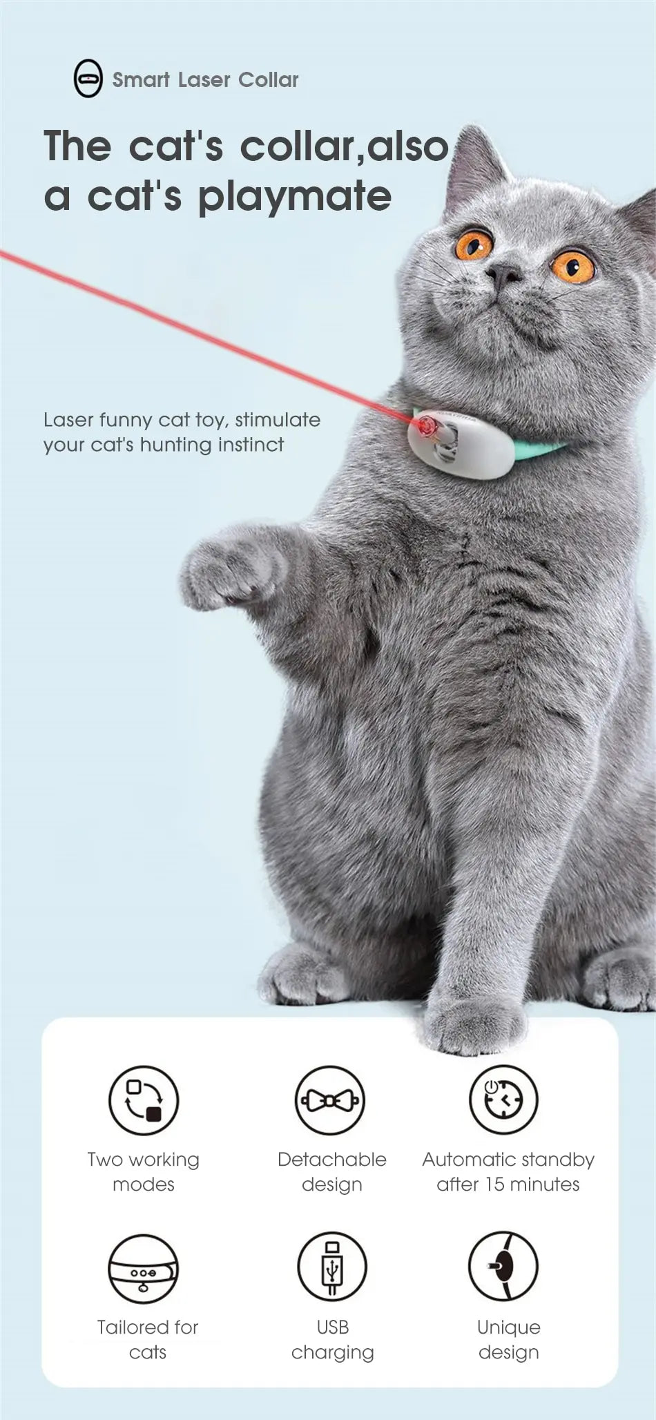 Smart Laser Collar: A stimulating toy for cats that mimics hunting instincts.