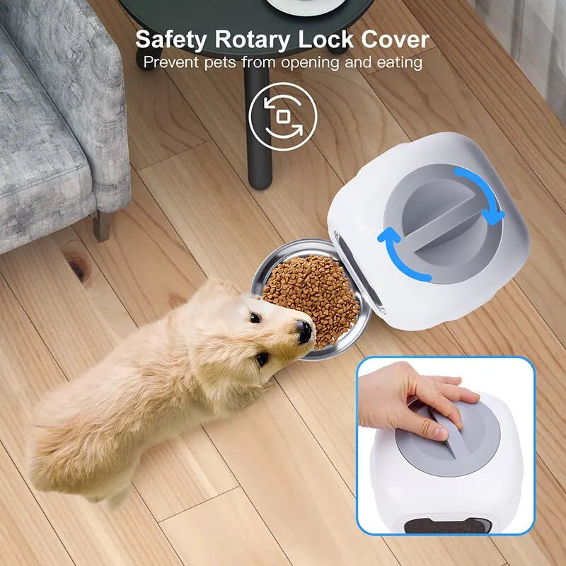 3.5L Automatic Pet Feeder, Secure Locking System Prevents Curious Pets from Accidentally Opening and Feasting