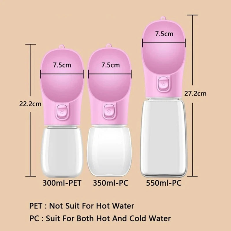 Portable Dog Water Bottle, Measuring 7.5cm/27.2cm diameter, this item fits hot and cold water, not just hot.