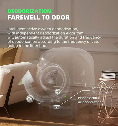 VOFORD Automatic Smart Cat Litter Box - Auto Self Cleaning Sandbox Wifi Support Remote Control Pet Closed Tray Toilet Detachable Bedpans