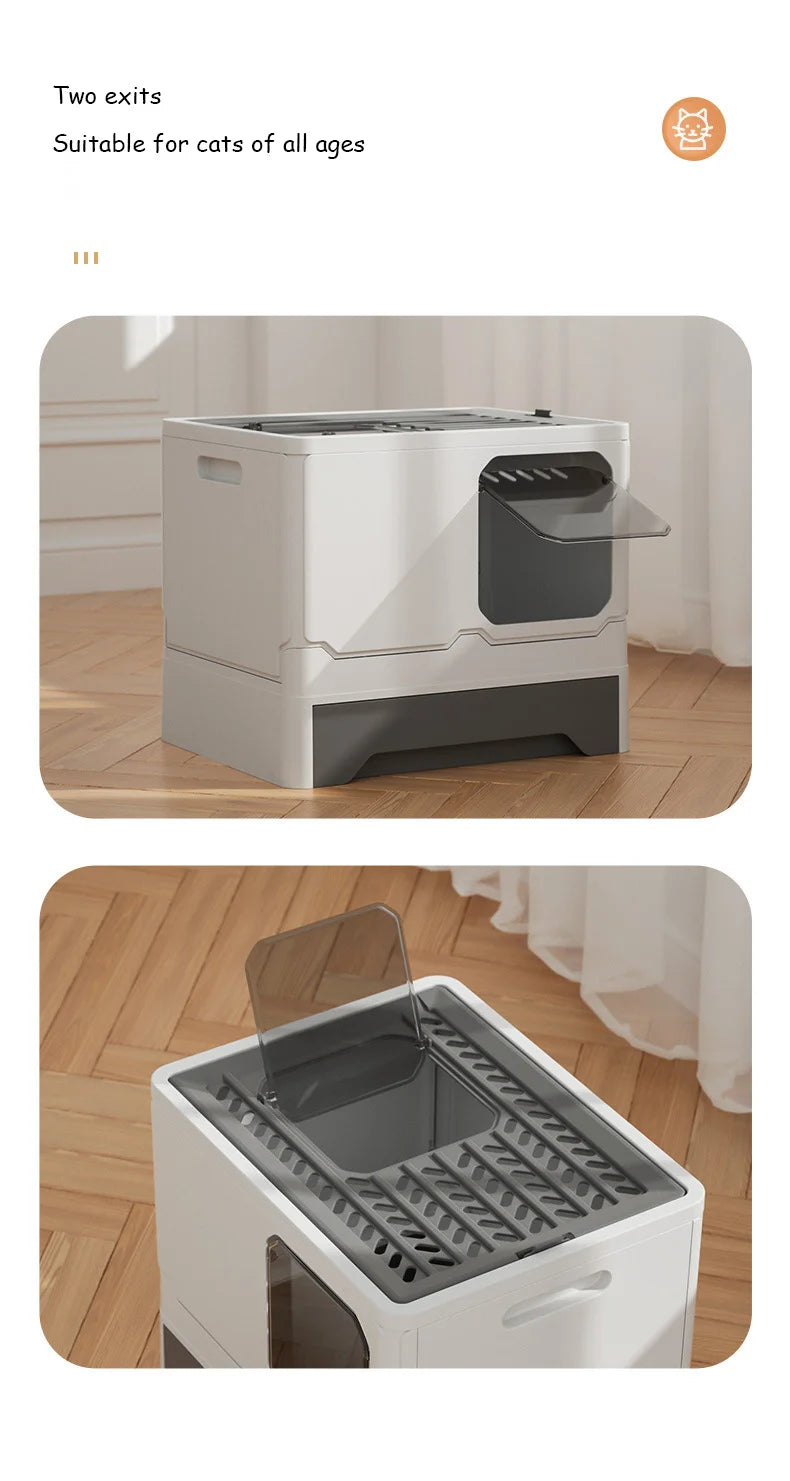 VOFORD Front Entry Top Exit Cat Litter Box, Easy access for cats of all ages through two convenient exit openings.