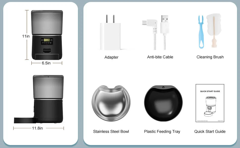Tuya Smart WiFi 4L Pet Feeder, Smart feeder with easy-to-use features for small and medium-sized pets.
