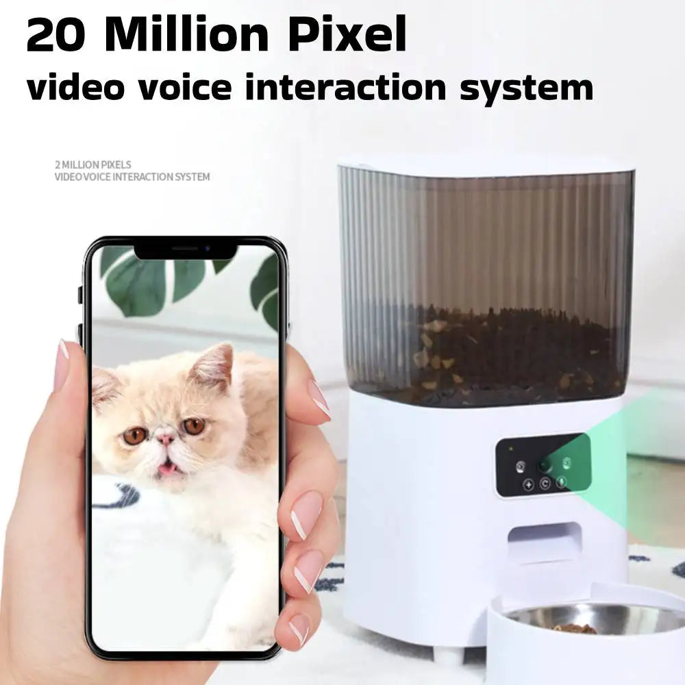 5L Automatic Cat Feeder, High-definition camera with 20 million pixels for clear video and voice interaction.