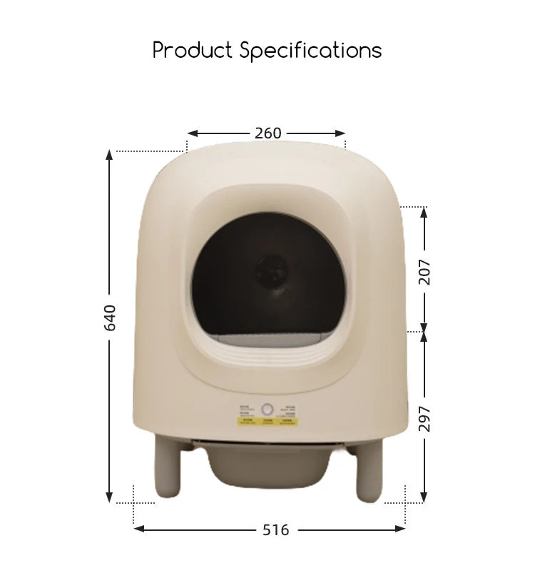 VOFORD Automatic Smart Cat Litter Box, Organize cat litter supplies with accessories like storage bins or containers.