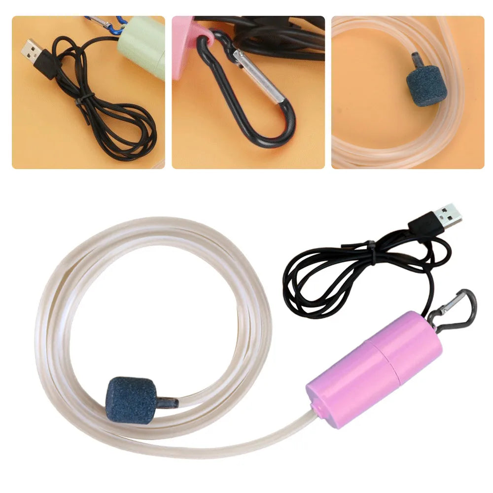 Aquarium Oxygen Air Pump, Aquarium air pump with USB power, silent operation, and mini oxygen pump for small fish tanks.