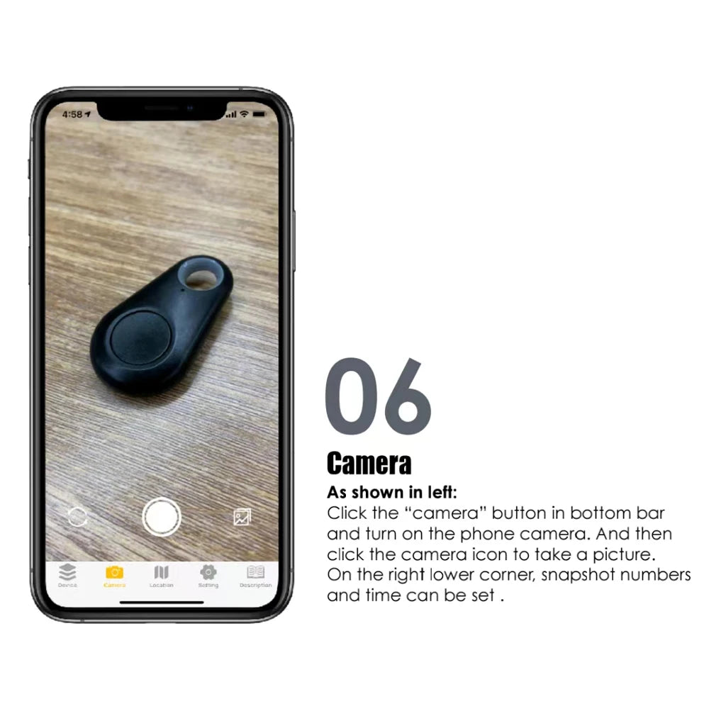 Pet GPS Tracker Smart Locator, Phone camera captures images for Optical Character Recognition (OCR) processing.