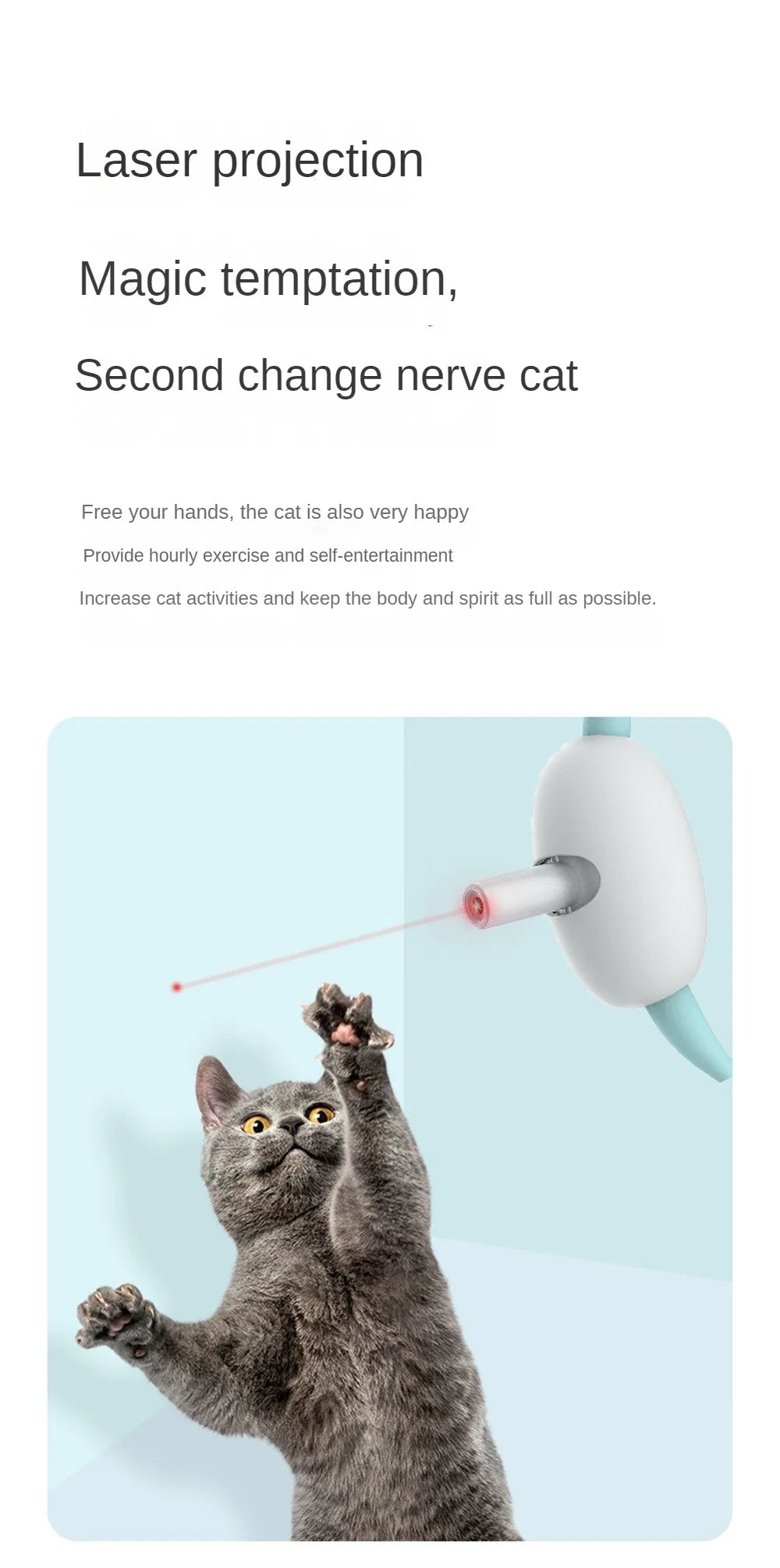 Pet Exercise Toys, Engage and entertain your cat with mesmerizing laser projections for hands-free stimulation.