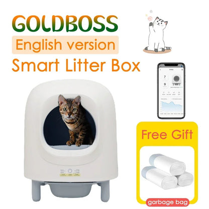 VOFORD Automatic Smart Cat Litter Box - Auto Self Cleaning Sandbox Wifi Support Remote Control Pet Closed Tray Toilet Detachable Bedpans