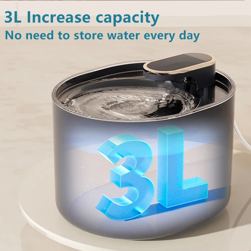 3L Cat Water Fountain, Holds 3L of water, eliminating daily refills.