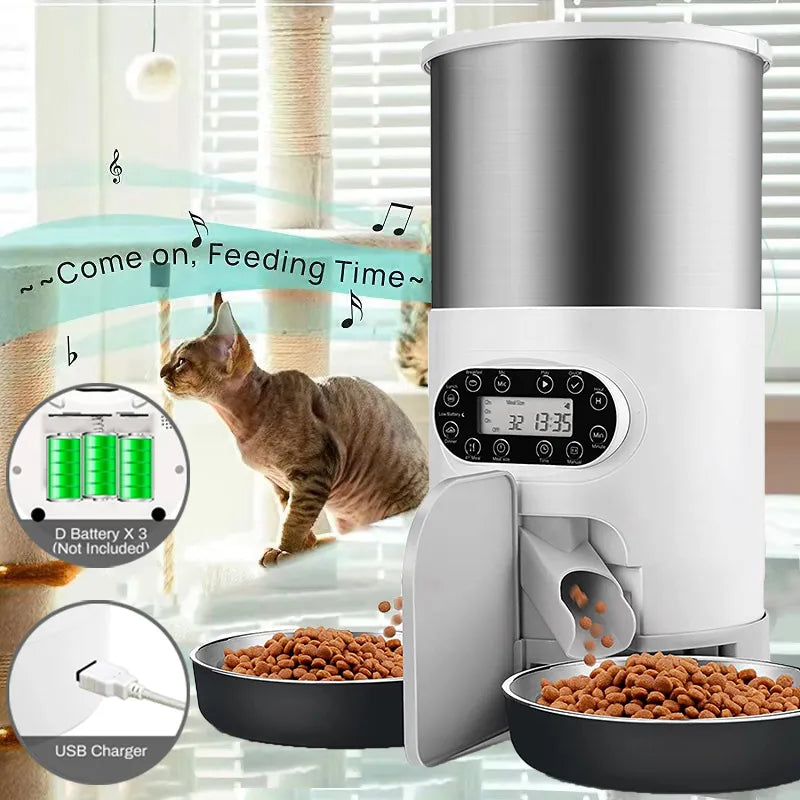 Cat Timing Feeder Smart APP 3L Cat Feeder With Double Meal Pet Dog Food Automatic Dispenser Suitable Small Cats Dogs Remote Feeding