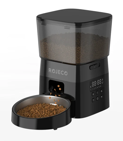 ROJECO Automatic Cat Feeder - Pet Smart Cat Food Kibble Dispenser Button Version Smart Control Auto Feeder For Cat Dog Accessories