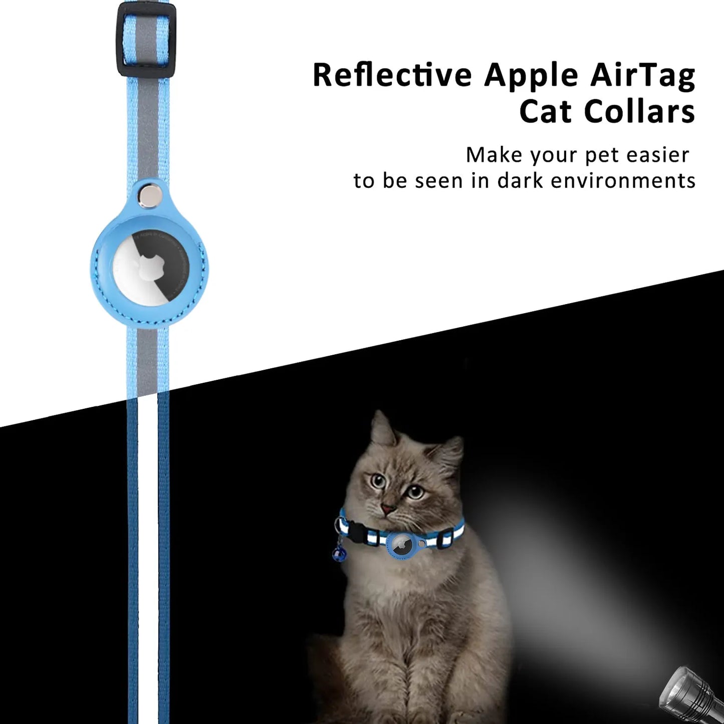 Anti-Lost Pet Cat Collar - For The Apple Airtag Protective Tracker Anti Lost Positioning Collar WaterProof Reflective Pet Collars