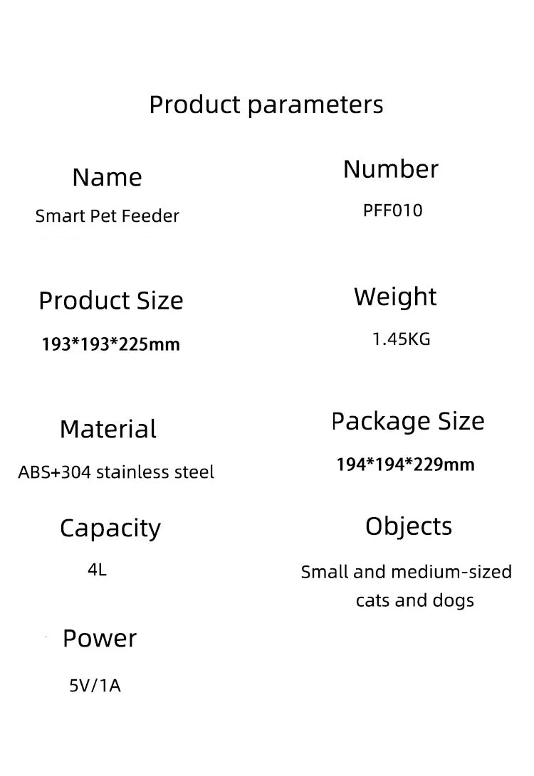 Tuya Smart WiFi 4L Pet Feeder, Smart pet feeder with WiFi connectivity, dispenses food portions remotely for cats and dogs up to medium size.