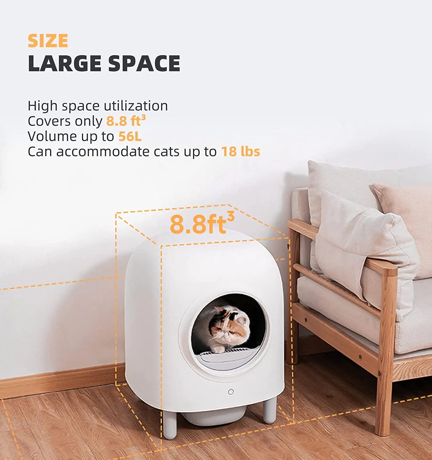 Automatic Cat Litter Box, Smart self-cleaning cat litter box with self-flushing and washing features.