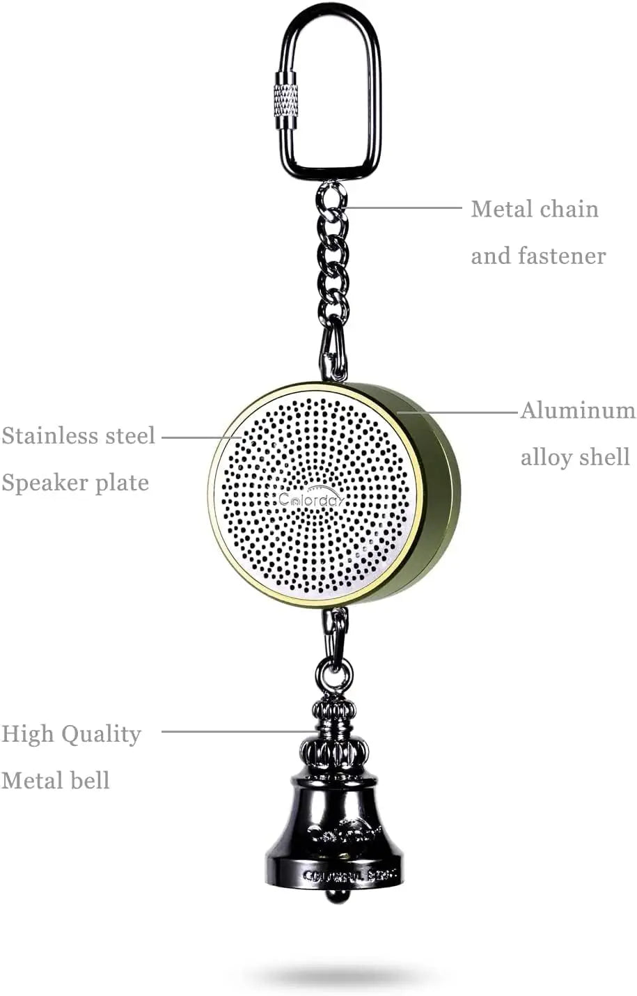 Parrot Toy, High-quality metal components include aluminum, stainless steel, and metal bell alloy for durability.