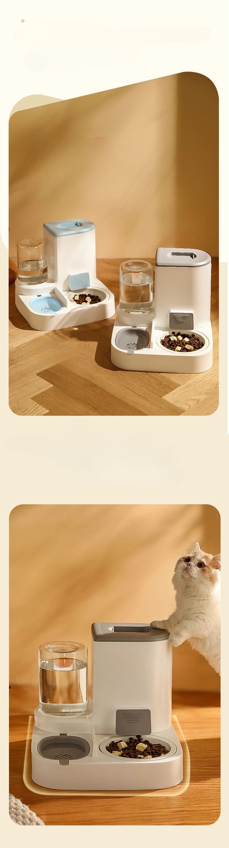 1L Water capacity  + 2.2L Food storage capacity , Large capacity for pet food and water storage.