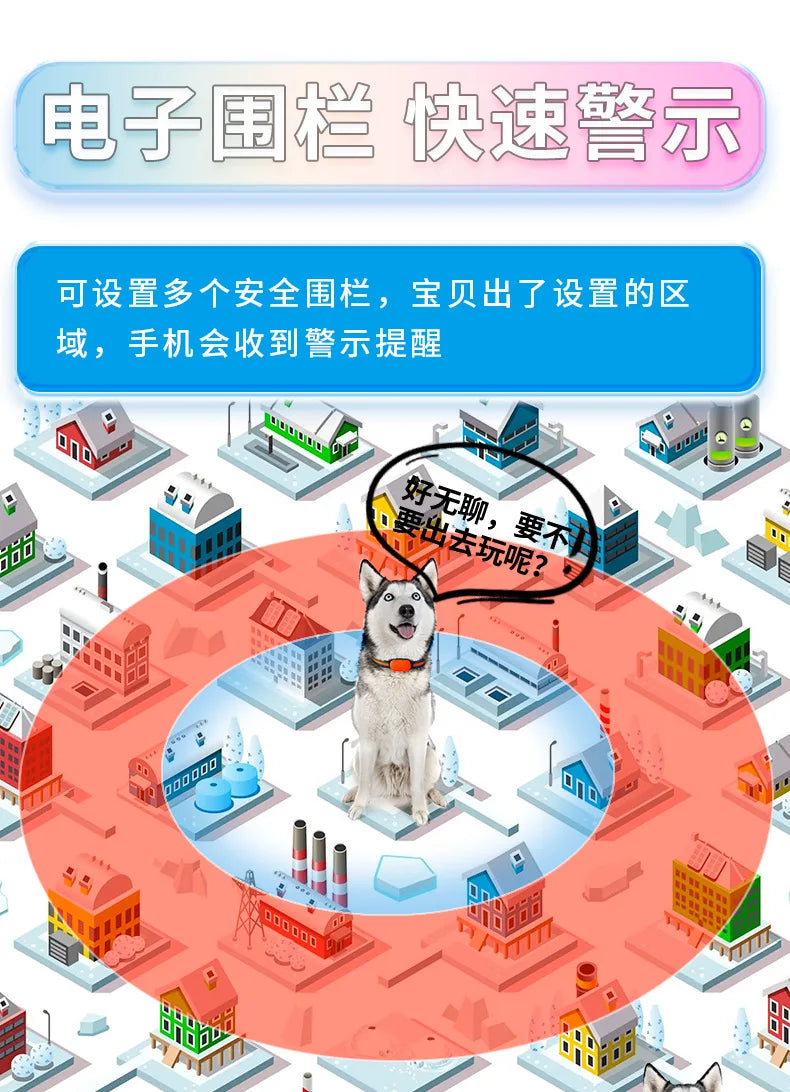 Pet tracking device with GPS collar for locating pets up to 47 meters away.