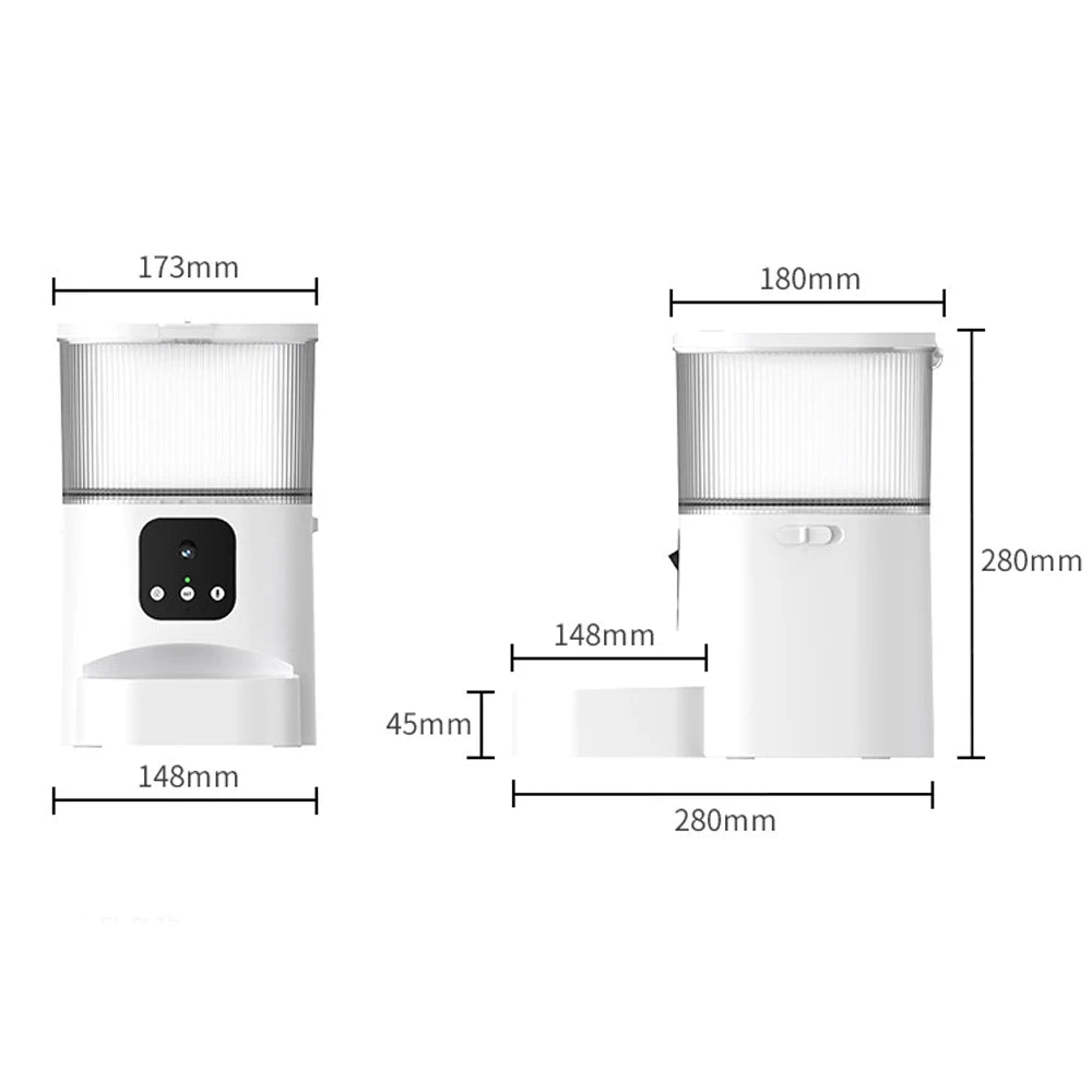 6L Automatic Pet Feeder, Smart pet feeder with remote control, timer, and camera for feeding and monitoring pets remotely.