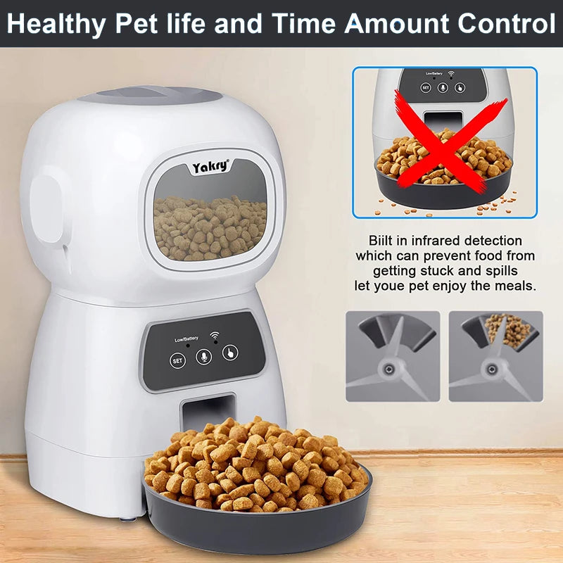 3L Automatic Cat Feeder, Infrared detection ensures meals are served smoothly and stress-free.