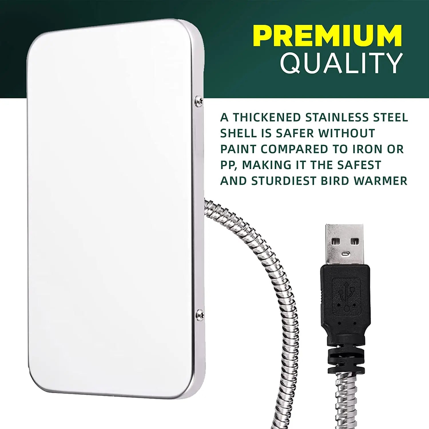 Birds Thermostat Lamp, Stainless steel shell for safe and durable bird warming.