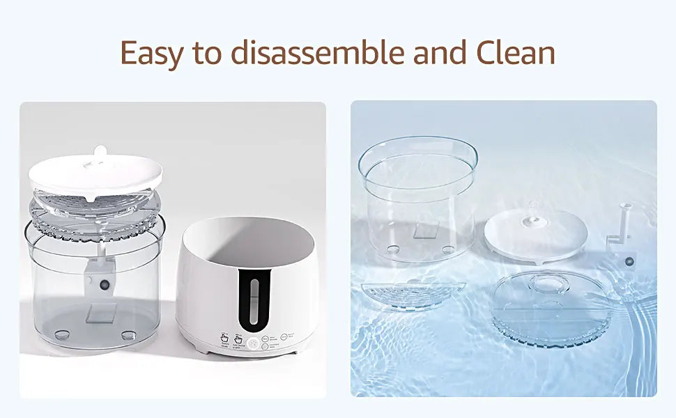 2L Cat Water Fountain, Quickly disassemble for easy cleaning