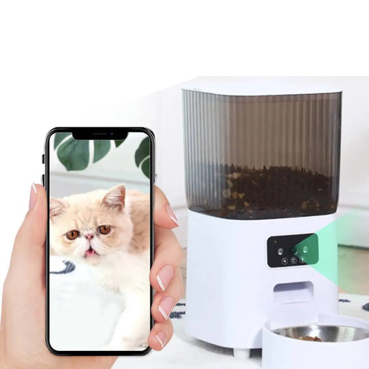 5L Automatic Cat Feeder - WiFi with Camera HD Smart Interactive Pet Food Dispenser Timer Stainless Steel Bowl Auto Dog Feeder