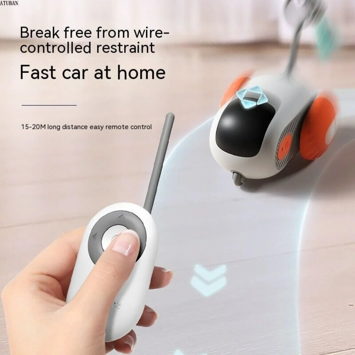 ATUBAN Remote Smart Cat Toy, Playful freedom with ATUBAN's remote-controlled rolling car for up to 20m of fun.