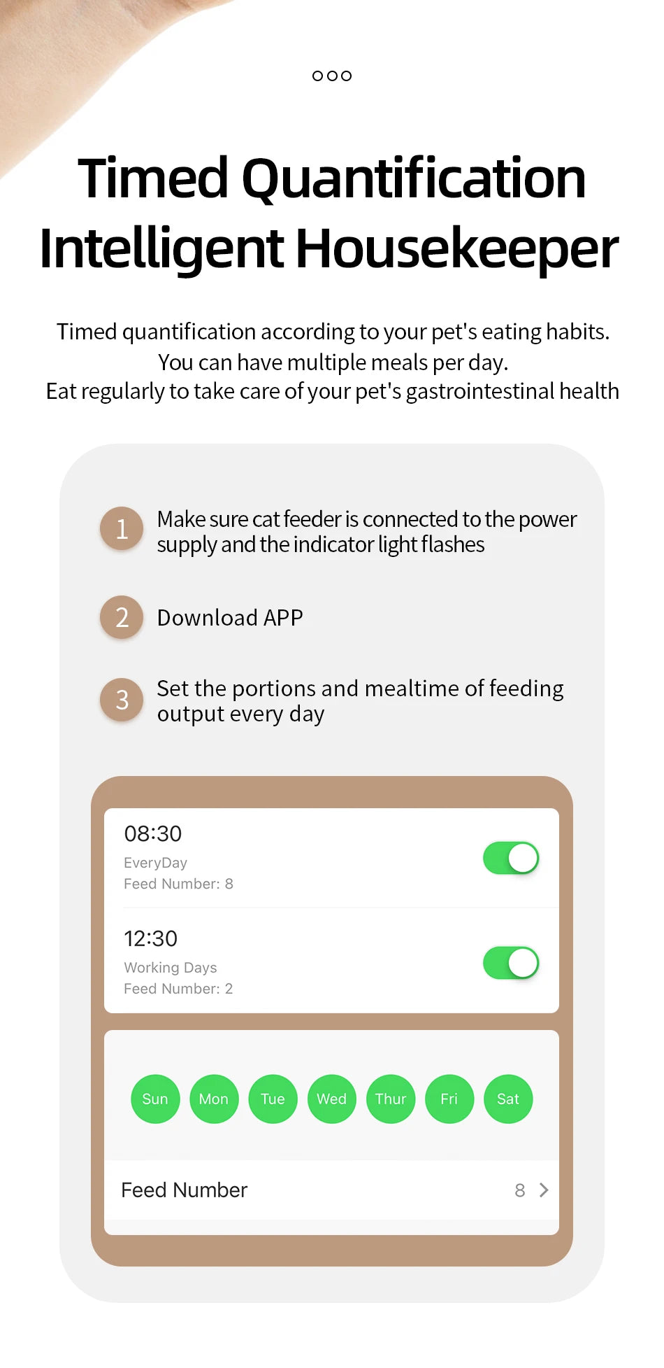 ROJECO 4L Automatic Cat Feeder, Intelligent cat feeder with customizable mealtimes and portions for healthy digestion.