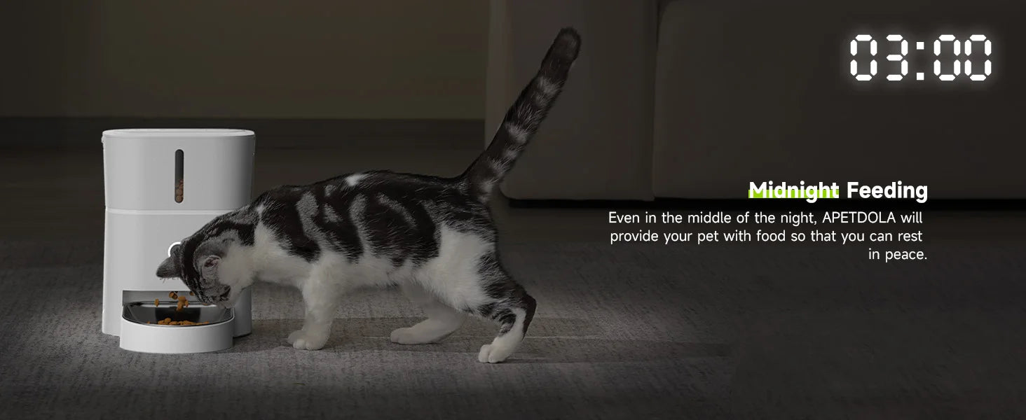 APETDOLA 3L Automatic Cat Food Dispenser, Automatic Pet Feeder for Timely Meals and Peaceful Nights