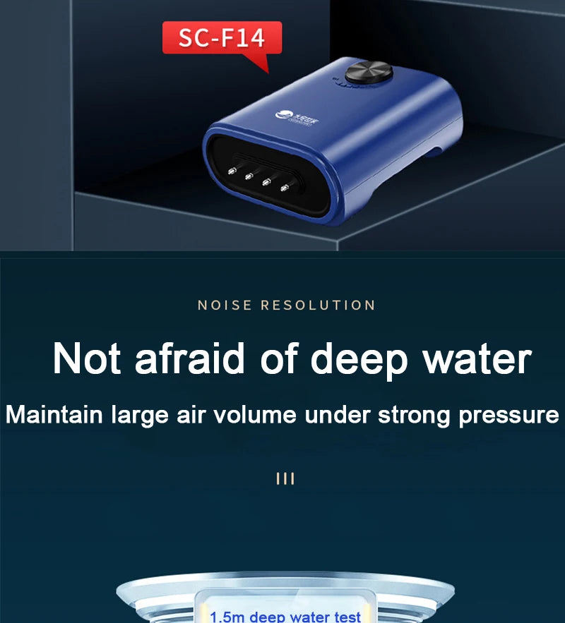 Silent Aquarium Oxygen Air Pump, Reliable performance in deep water environments with noise reduction and strong pressure resistance.