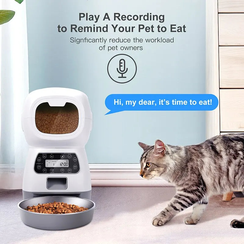 3.5L Automatic Pet Feeder, Remind your pet to eat with an automated feeder reminder, freeing up your time.