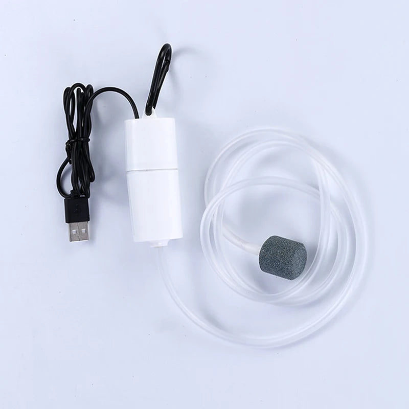 Aquarium Oxygen Air Pump - Portable USB Silent Air Pumps with Air Stone Fish Tank Aerator Mini Oxygen Pump Aquarium Accessories