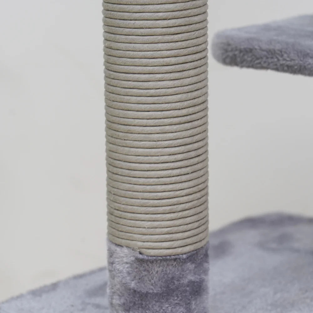 Catry 4-Level Grey Cat Tree, Easy assembly with all tools and instructions included.