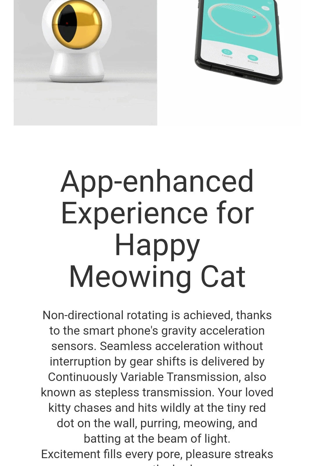 Intelligent laser pointer toy provides endless playtime for cats with non-directional red dot chase.