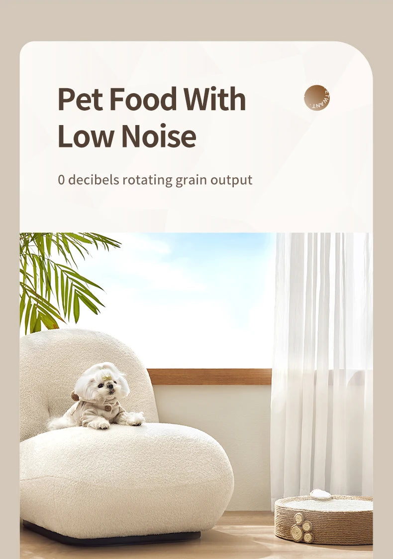 ROJECO 6 Meals Automatic Pet Feeder, Quietly dispenses food with zero noise.