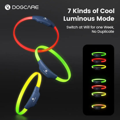 DOGCARE LC01 LED Dog Collar - Colorful Luminous Collar 300m Visible Anti-lost IP67 Waterproof Rechargeable Pet Cat Dog Accessories