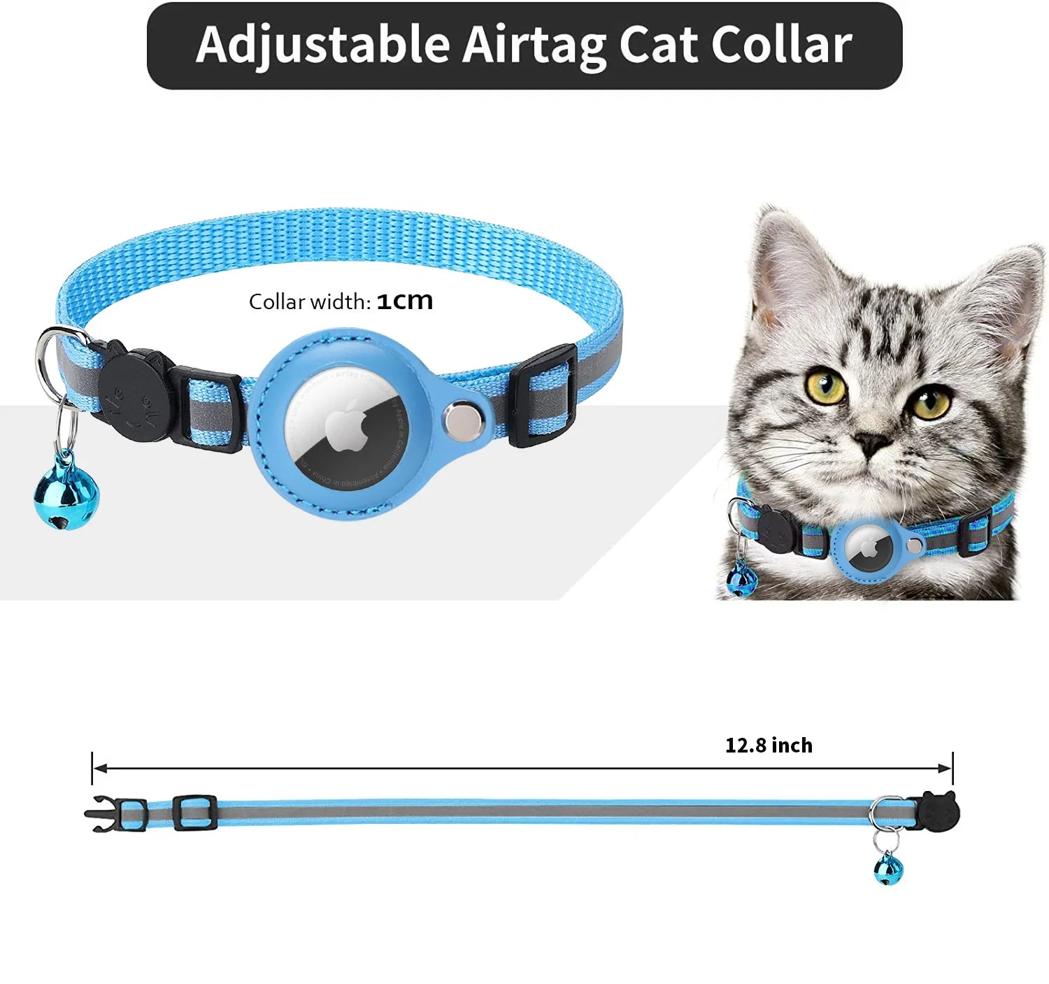 Anti-Lost Pet Cat Collar, Adjustable collar provides comfortable fit for cats, securely tracking and identifying them.