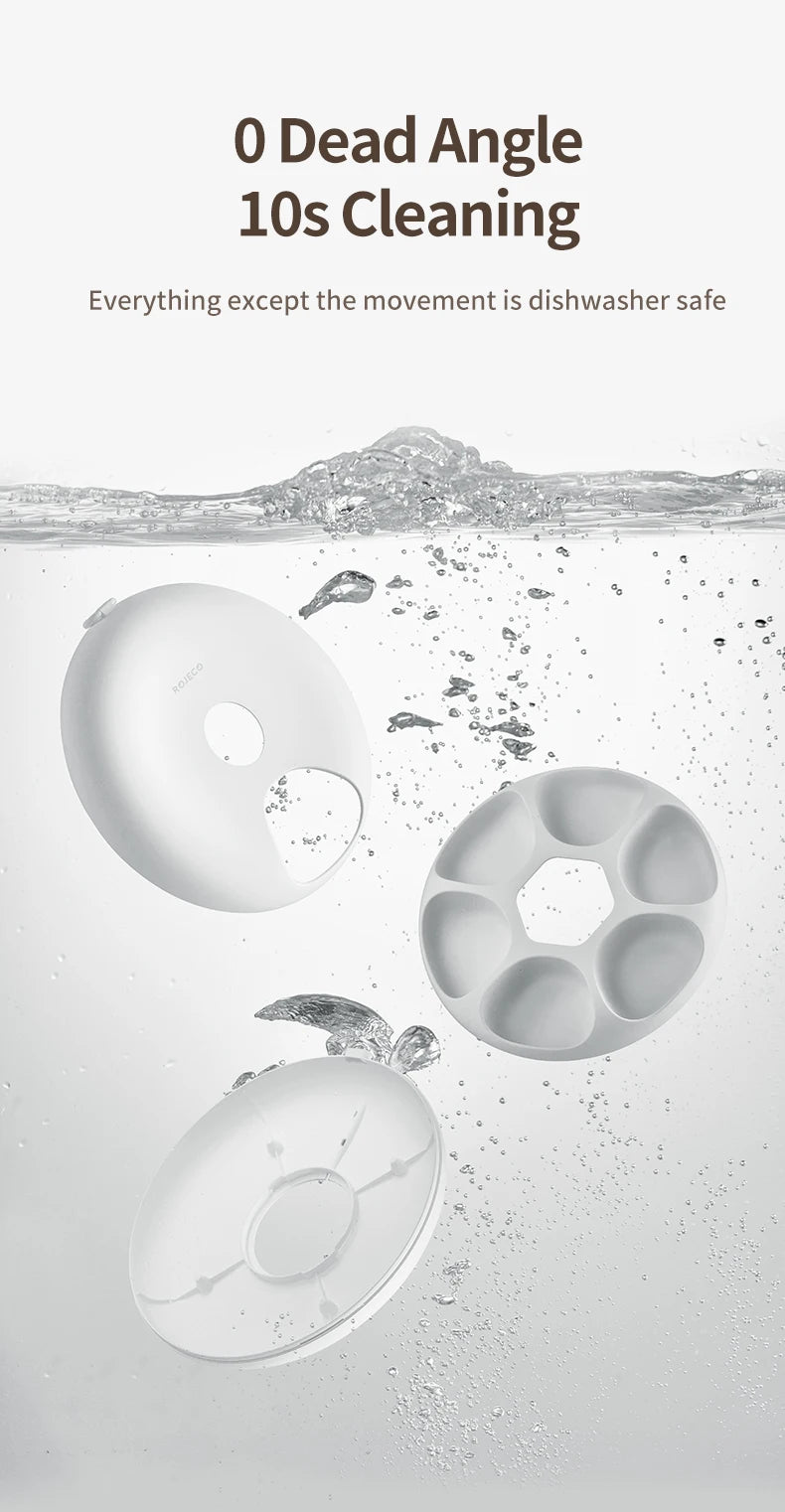 ROJECO 6 Meals Automatic Pet Feeder, Easily cleanable with dishwasher-safe parts, excluding moving components.