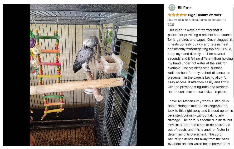 Birds Thermostat Lamp, Heating lamp for parrots and birds, keeps them warm and cozy in their cages.