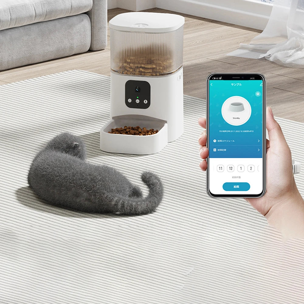 3L 6L Video Camera Feeder, Smart pet feeder with voice recording and timed dispensing for cats and dogs, WiFi enabled.