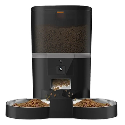 4L Automatic Cat Feeder - Smart Pet Feeder For Cats Small Dogs Food Dispenser With Camera Recorder Timing Quantitative Double Bowl