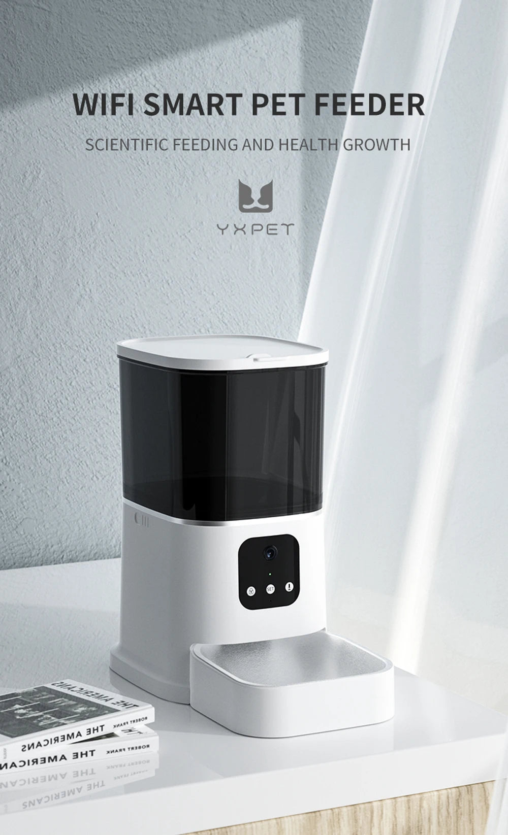 6L Automatic Cat Feeder, Smart pet feeder with automated feeding and health monitoring for cats and dogs.