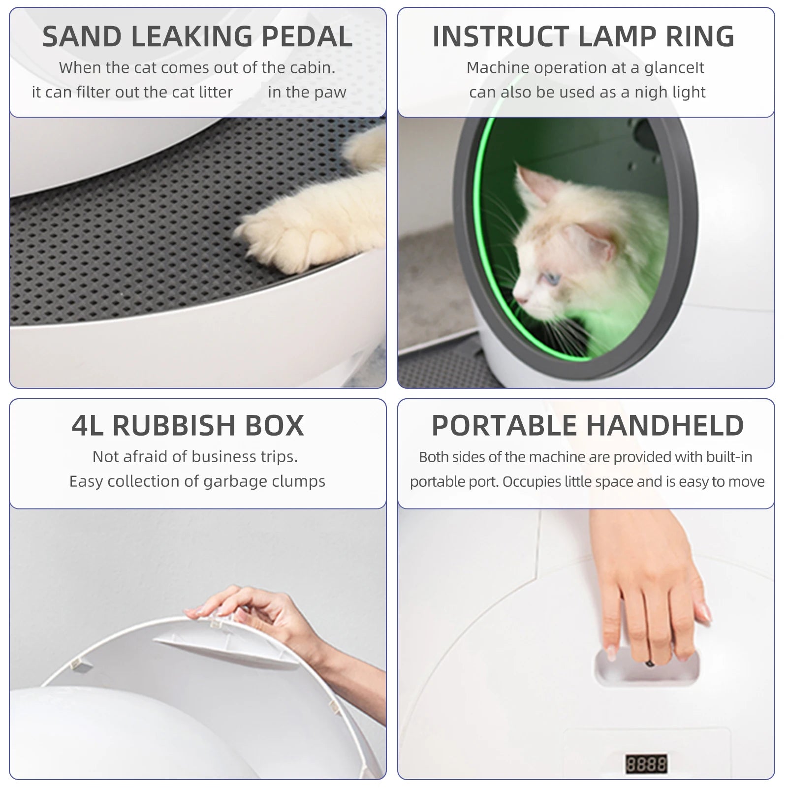VOFORD Cat Litter Box, High-end cat litter box with automatic self-cleaning and anti-splash features, ideal for luxury cats.