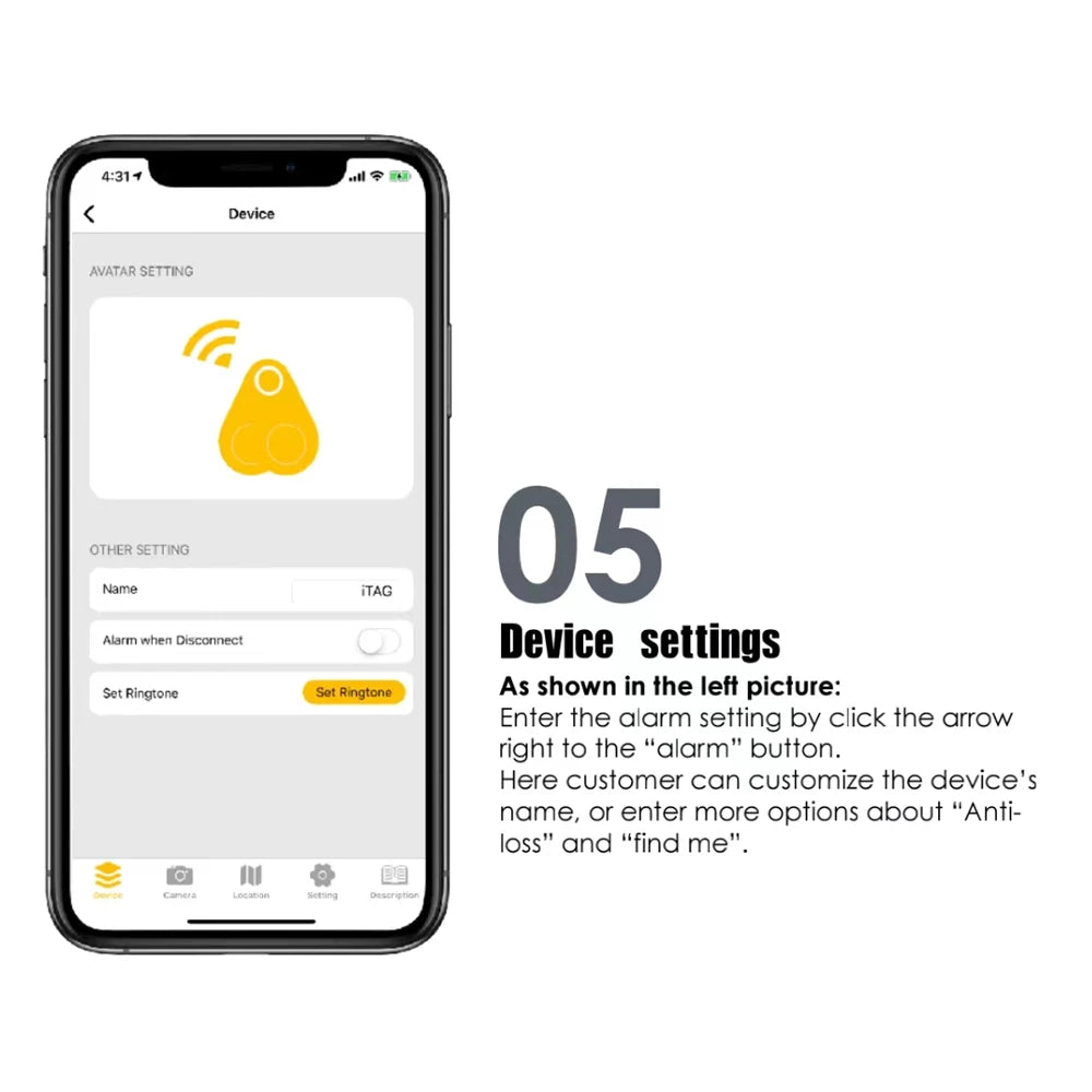 Pet GPS Tracker Smart Locator, Customize device settings: alarm name, ringtone, and duration, plus personalize anti-loss and find me features.