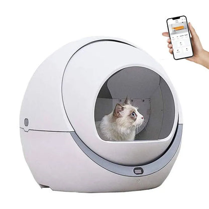 VOFORD Automatic Cat Self Cleaning Sandbox - WiFi Pet Smart Litter Box Closed Tray Toilet Rotary Training Detachable Bedpan